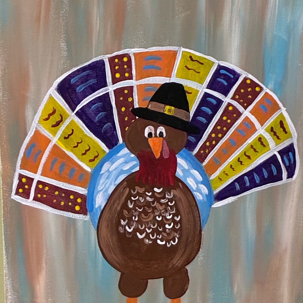 Colorful Turkey Acrylic Painting - Picture 2 of 2